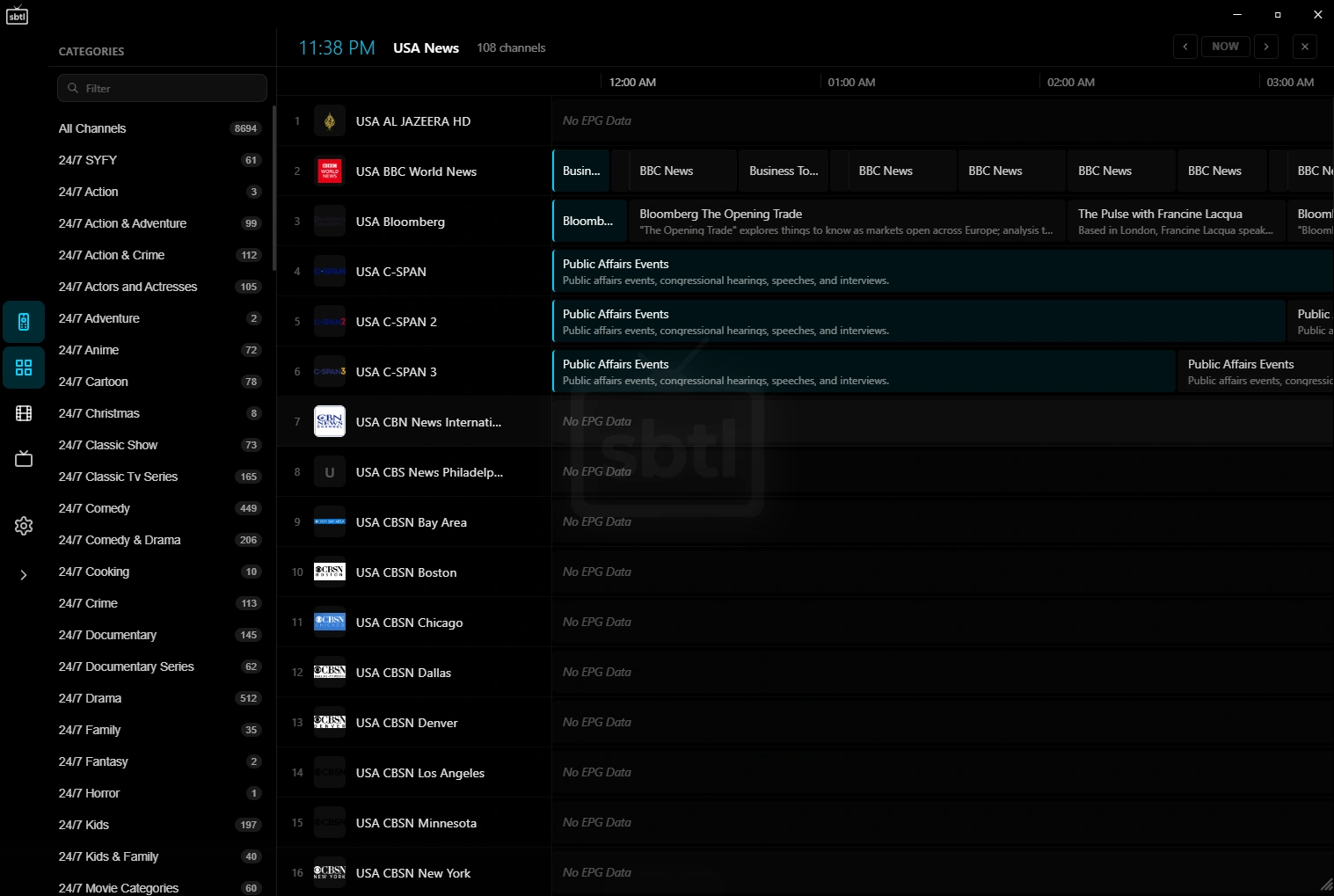 sbtlTV UI